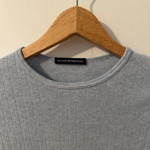 Brandy Melville Light Blue Long Sleeve Top - Made in Italy (100% Cotton)